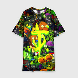 Платье клеш для девочки Растения против зомби x Дум лого, цвет: 3D-принт