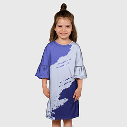 Платье клеш для девочки Сине-голубые неравномерные полосы, цвет: 3D-принт — фото 2