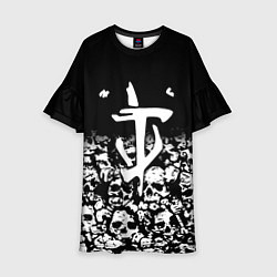 Платье клеш для девочки Doom черепа, цвет: 3D-принт