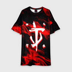 Платье клеш для девочки Doom красный огонь марса, цвет: 3D-принт