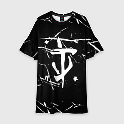 Платье клеш для девочки Doom logo штрихи, цвет: 3D-принт