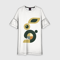 Платье клеш для девочки Черный кролик в стиле модерн, цвет: 3D-принт