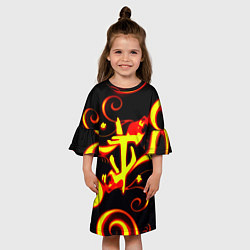 Платье клеш для девочки Doom dragon steel fire, цвет: 3D-принт — фото 2