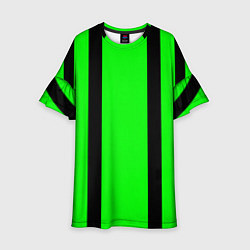 Платье клеш для девочки Color black and green stripes, цвет: 3D-принт