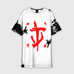 Платье клеш для девочки Doom лого камуфляж текстура, цвет: 3D-принт