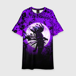 Платье клеш для девочки Самурай при луне, цвет: 3D-принт