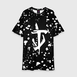 Платье клеш для девочки Doom белые краски текстура, цвет: 3D-принт