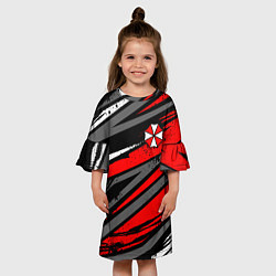 Платье клеш для девочки Umbrella - red lines, цвет: 3D-принт — фото 2