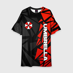 Платье клеш для девочки Umbrella corp - красные фрагменты, цвет: 3D-принт