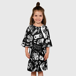 Платье клеш для девочки Retro gamer pattern, цвет: 3D-принт — фото 2
