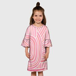 Платье клеш для девочки Абстрактный узор розовый, цвет: 3D-принт — фото 2