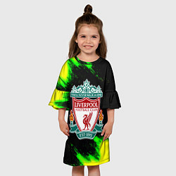 Платье клеш для девочки Ливерпуль кислотные краски, цвет: 3D-принт — фото 2