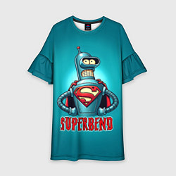 Платье клеш для девочки Bender superman - collaboration, цвет: 3D-принт
