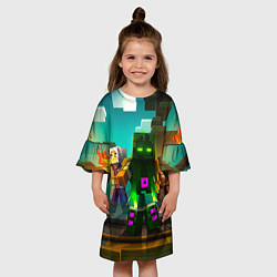Платье клеш для девочки Майнкрафт - исследование территории, цвет: 3D-принт — фото 2