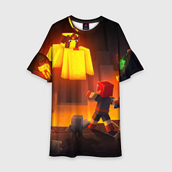 Платье клеш для девочки Майнкрафт - рейд босс, цвет: 3D-принт