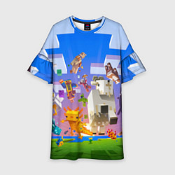 Платье клеш для девочки Майнкрафт - мобы и герои, цвет: 3D-принт