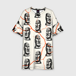 Платье клеш для девочки Статуи моаи, цвет: 3D-принт