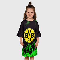 Платье клеш для девочки Borussia зелёный огонь, цвет: 3D-принт — фото 2