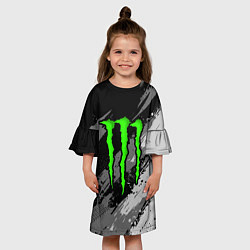 Платье клеш для девочки Monster energy - мазки краски, цвет: 3D-принт — фото 2