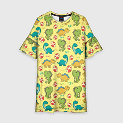 Платье клеш для девочки Динозаврики, цвет: 3D-принт