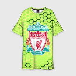 Платье клеш для девочки Ливерпуль кислотные соты, цвет: 3D-принт