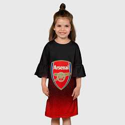 Платье клеш для девочки Arsenal текстура полосы красные, цвет: 3D-принт — фото 2