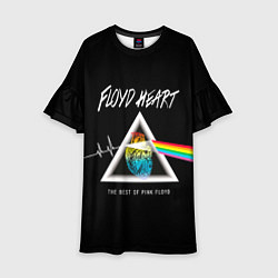 Платье клеш для девочки Pink Floyd сердце, цвет: 3D-принт