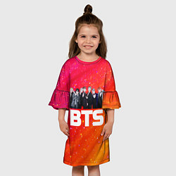 Платье клеш для девочки BTS блестящий фон, цвет: 3D-принт — фото 2