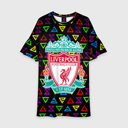 Платье клеш для девочки Liverpool pattern neon, цвет: 3D-принт