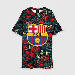 Платье клеш для девочки Barcelona japan tatoo, цвет: 3D-принт