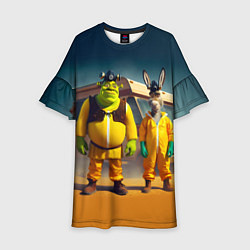 Платье клеш для девочки Шрек и Данки пустились во все тяжкие, цвет: 3D-принт