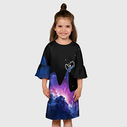 Платье клеш для девочки Потеки космической краски, цвет: 3D-принт — фото 2