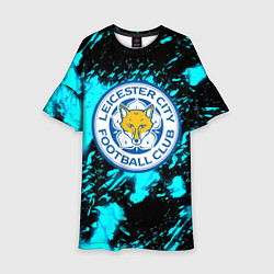 Платье клеш для девочки Лестер сити голубые краски, цвет: 3D-принт