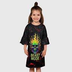 Платье клеш для девочки Beast mode череп, цвет: 3D-принт — фото 2