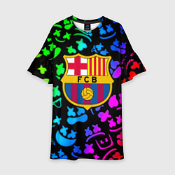 Платье клеш для девочки Барселона x Маршмэллоу неоновый градиент, цвет: 3D-принт