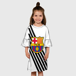Платье клеш для девочки Barcelona черно белые полосы, цвет: 3D-принт — фото 2
