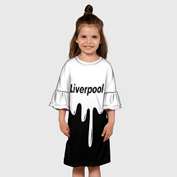 Платье клеш для девочки Liverpool жидкие краски всплеск, цвет: 3D-принт — фото 2