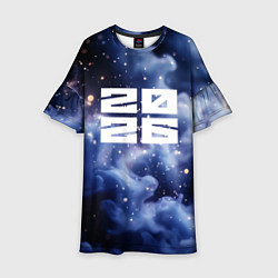 Детское платье 2026 синяя дымка с искрами