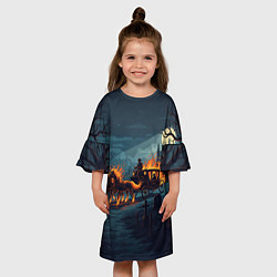 Платье клеш для девочки Призраки в горящей конной повозке, цвет: 3D-принт — фото 2