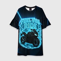Платье клеш для девочки Feel the ride неоновый мото, цвет: 3D-принт
