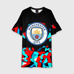 Платье клеш для девочки Манчестер сити осколки, цвет: 3D-принт