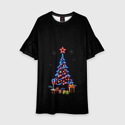 Платье клеш для девочки New year, цвет: 3D-принт