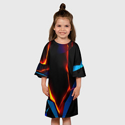 Платье клеш для девочки Neon orange glow, цвет: 3D-принт — фото 2