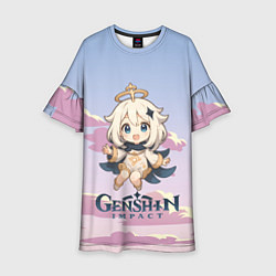 Платье клеш для девочки Genshin Impact чиби Паймон, цвет: 3D-принт