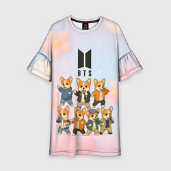 Платье клеш для девочки Корги BTS, цвет: 3D-принт