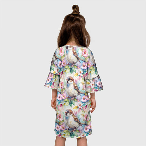 Детское платье Воробей в ярких цветах паттерн / 3D-принт – фото 4