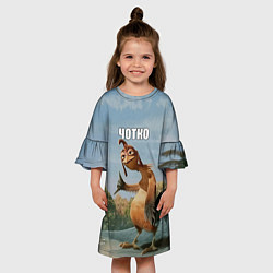 Платье клеш для девочки Лови волну - чотко мем, цвет: 3D-принт — фото 2
