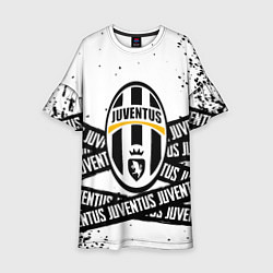 Платье клеш для девочки Ювентус полосы паттерн лого, цвет: 3D-принт