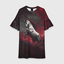 Платье клеш для девочки Белая лошадь из красного тумана, цвет: 3D-принт