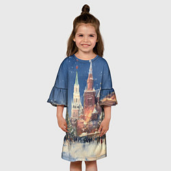 Платье клеш для девочки Новый год - Москва, цвет: 3D-принт — фото 2